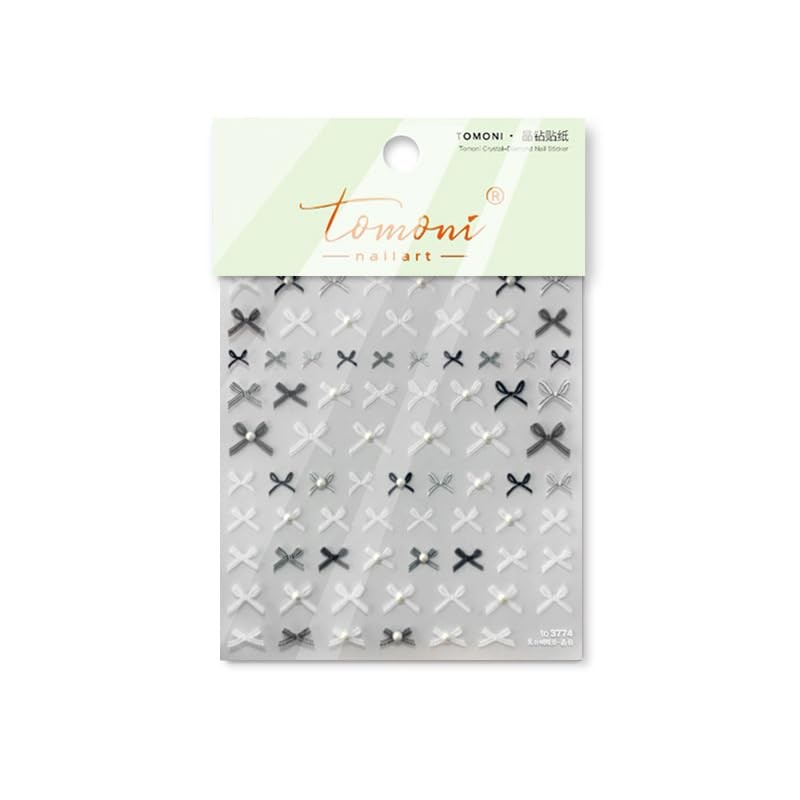 Lace Bow Nail Stickers White Black Bowknot Nail Art Stickers Nail Sticker-8