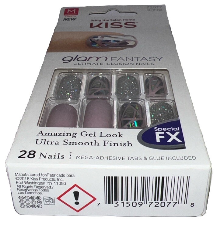 KISS Glam Fantasy Nails FX #72077 Multicolored TRAMPOLINE (NEW) See All Photos