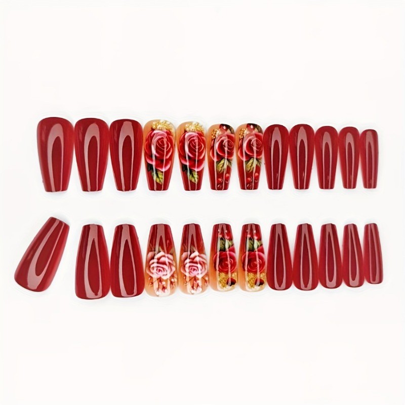 48 Pieces of Long Detachable and Reusable Smooth Ballet Style Fake Nail Art