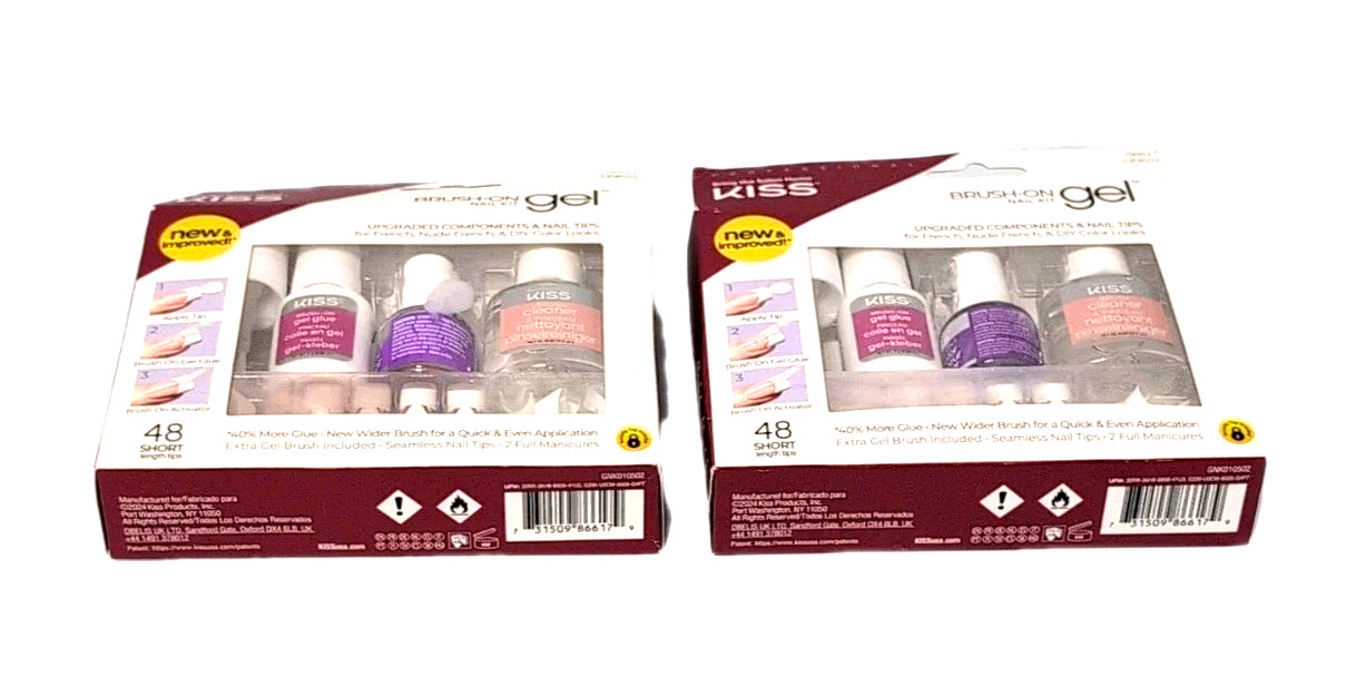 KISS Nail Kit Short Tips French Nude 86617 GNK01 DIY Lot 2 Sets 48 ea PKG