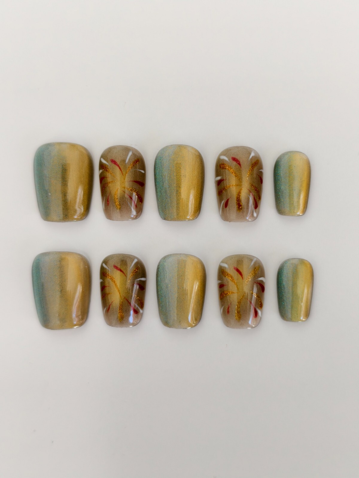 10Pcs Handmade Press on Nails With Free Tool Kit SIZE M NIB
