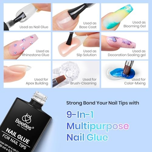 Beetles Gel Nail Glue Kit with Dehydrator & Primer, 3 x 10ml, HEMA-Free