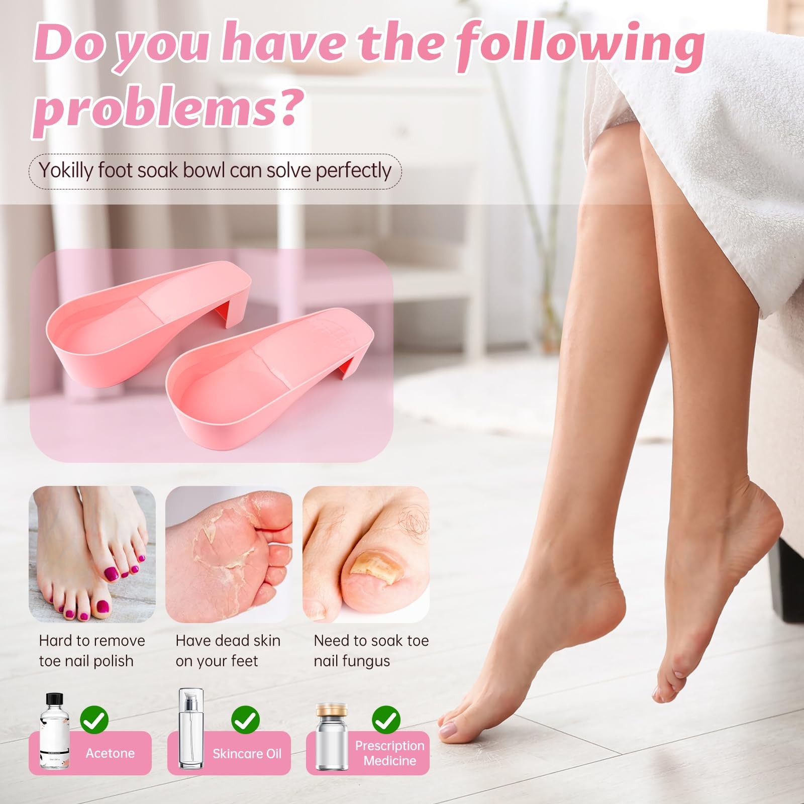 Yokilly Toe Nail Soaking Bowl, 2 PCS Toenails Soak Off Bowl, Shoe Design Foot Ba
