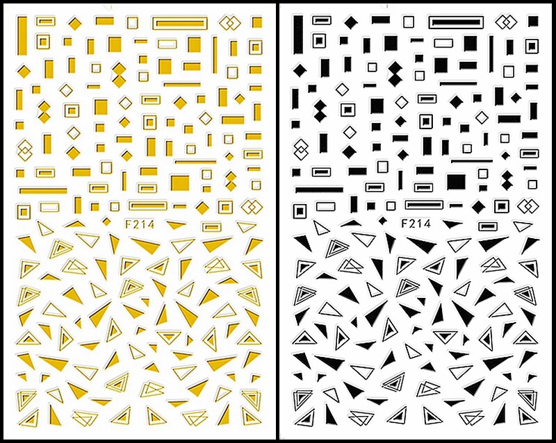 Geometric Figure Abstract Shapes Triangle Square Line 3D Nail Stickers F214