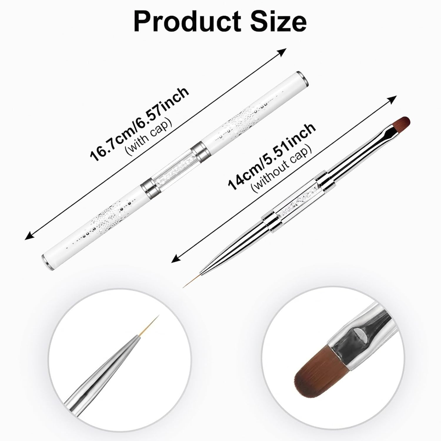 2Pcs Professional Hard Gel Nail Brushes, Dual-Ended Builder Gel Brush Set with R