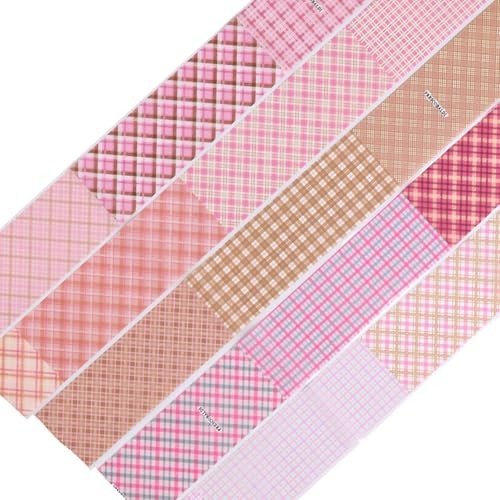 Nail Foil Transfer, 10 Rolls/Box Pink Nail Stickers Transfer Sheets Plaid