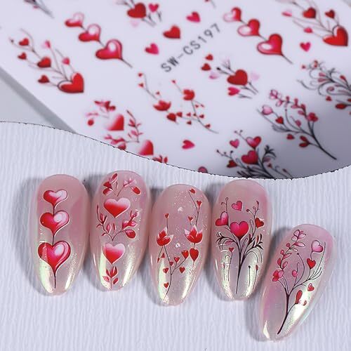 Valentine’s Day Nail Art Stickers Decals Red Love Tree Valentine’s Day Style5