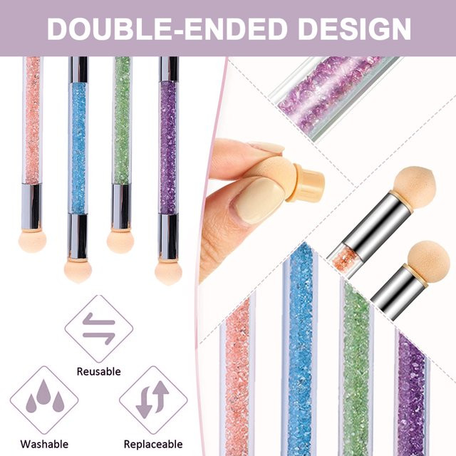 Sponge Heads Nail Pen Dual Tipped Ombre DIY Gradient Gel Color Nail Art Brush