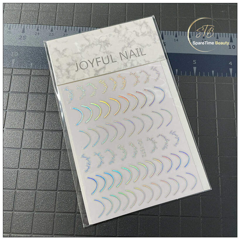 Curved Stripes Lines French Tips Nail Stickers Aurora Silver