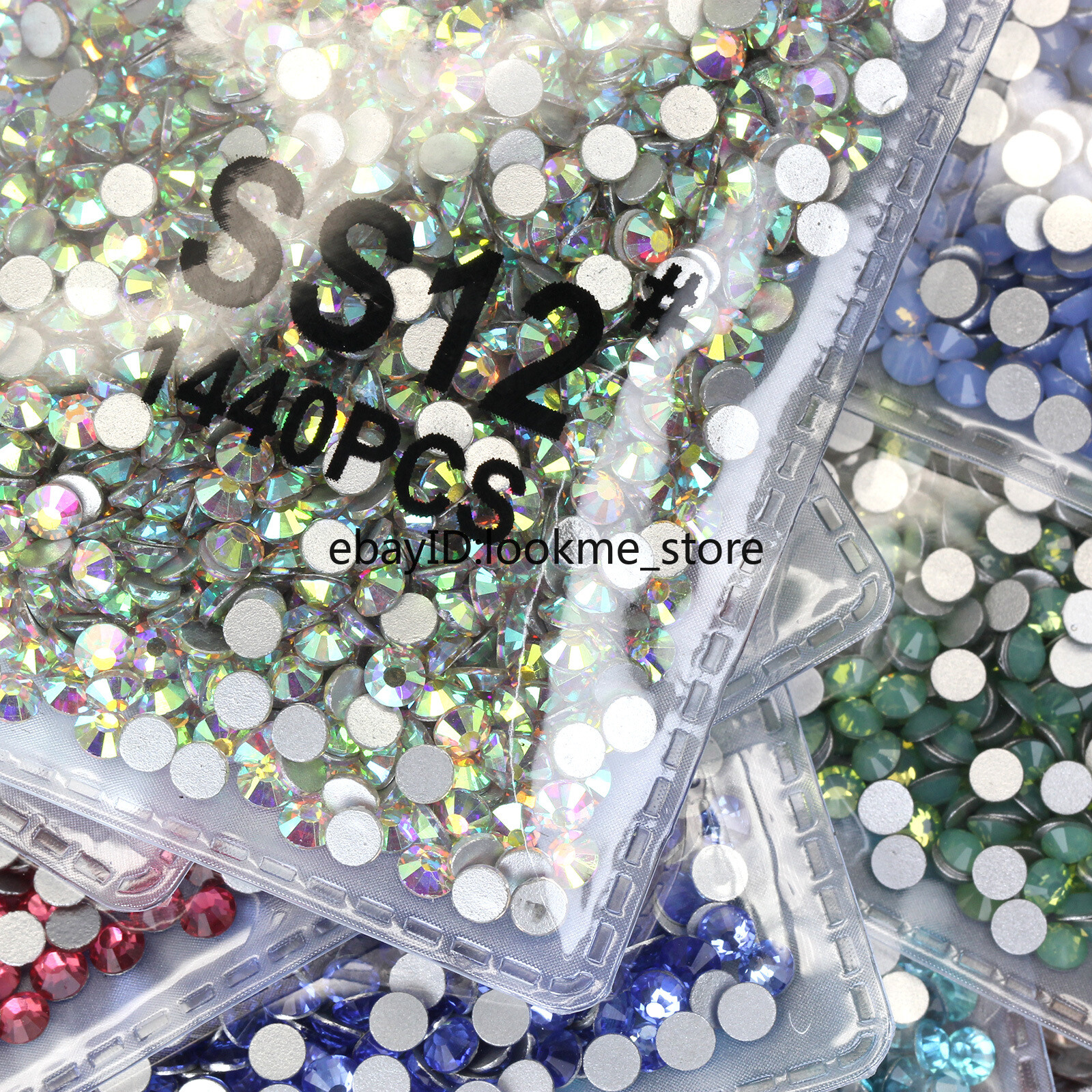 1440pcs 3mm (ss12) Crystal Glass Rhinestones Flatback Gems Nail Art Crafts Decor