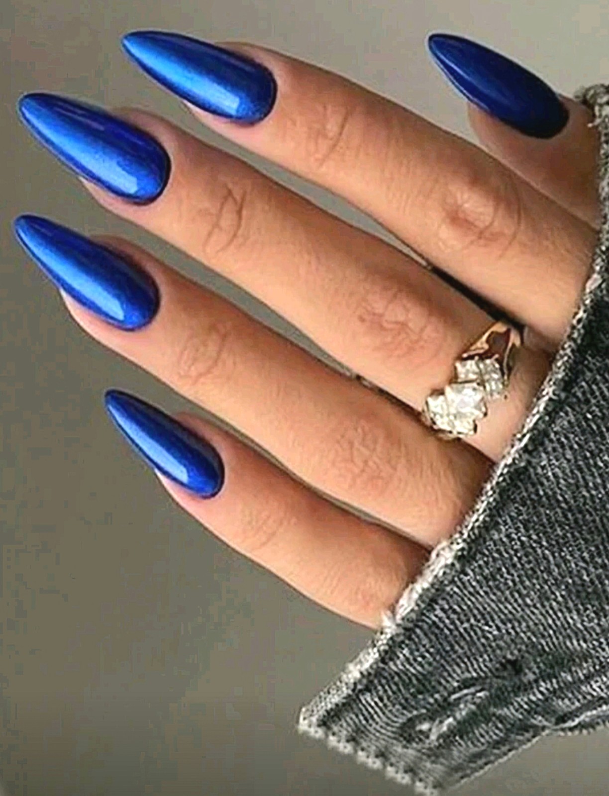 Press-On Nails Bright Royal Blue Long Almond Shaped