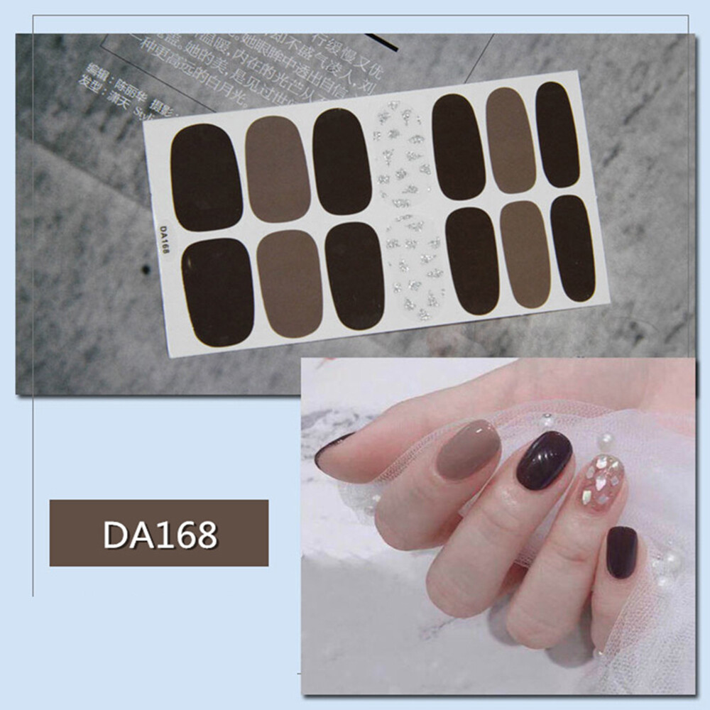 Gel Nail Stickers Full Nail Wraps Semi Cured Gel Nail Strips Polish Glitter*