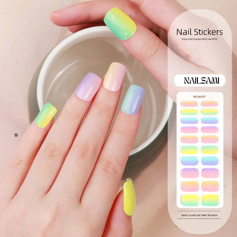 NAILSAMI Pastel Rainbow – Semi Cured Gel Nail Sticker Kit