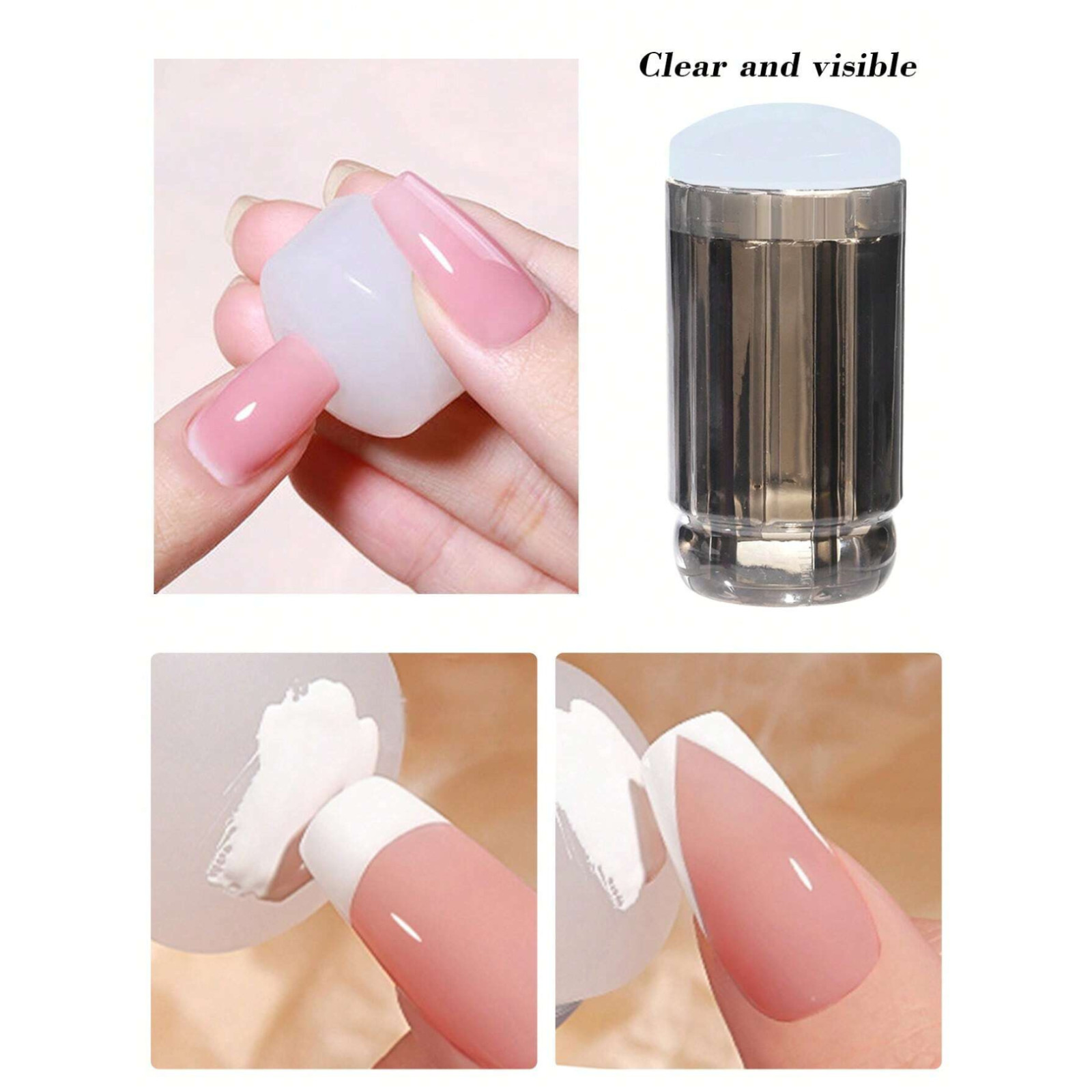Silicone Nail Stamper French Manicure Stamping Jelly Nails Art Scraper Stamps