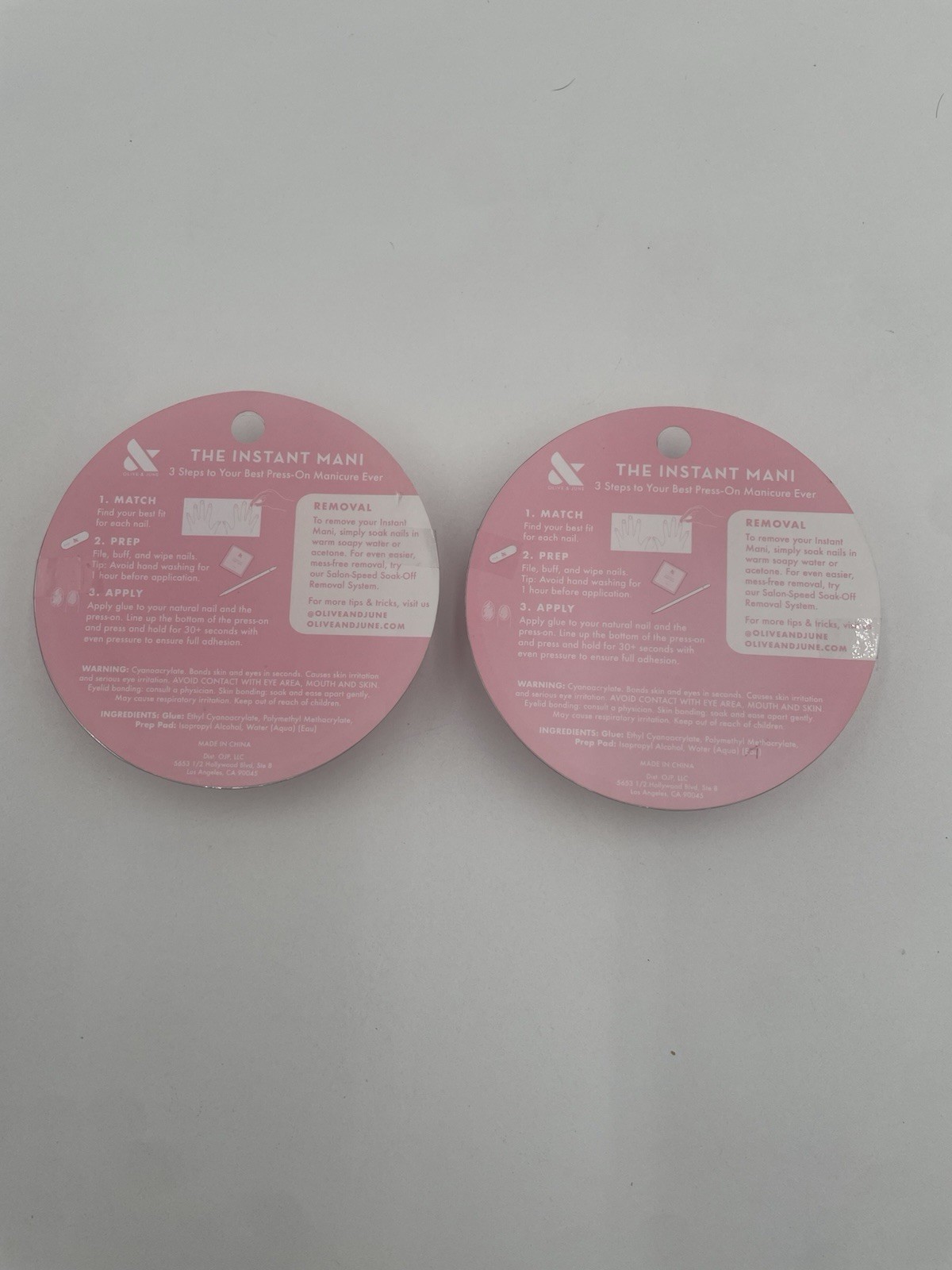 Olive and June Press On Nails The Instant Mani LOT OF 2 Extra Short