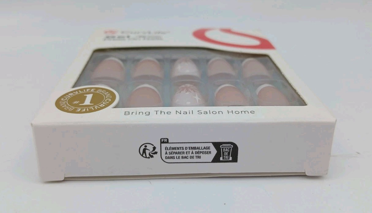 Curvlife Gel Frosty French Tip Curvlife Soft Press-On Nails, 30 Nails