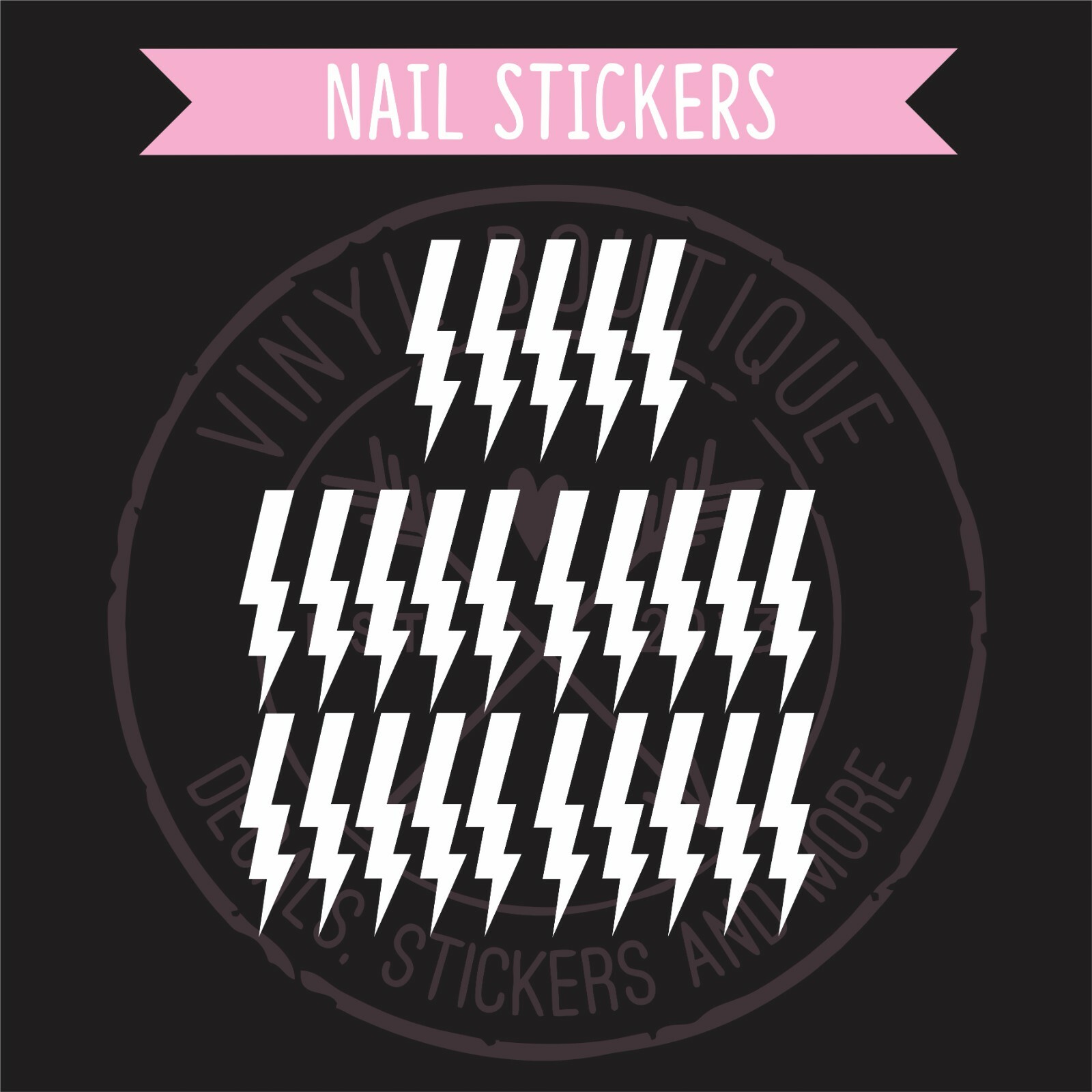 Lightning Bolt Fingernail Art Stencils Decal Stickers Nail Vinyls