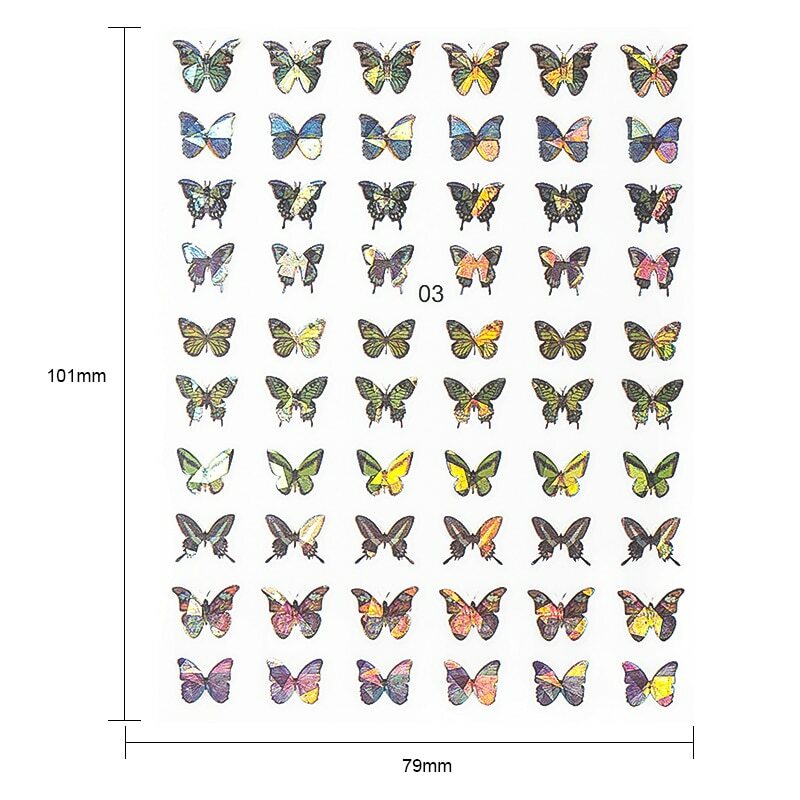 3D Butterfly Holographic Nail Art Flower Water Decoration Tattoo Transfer Decal