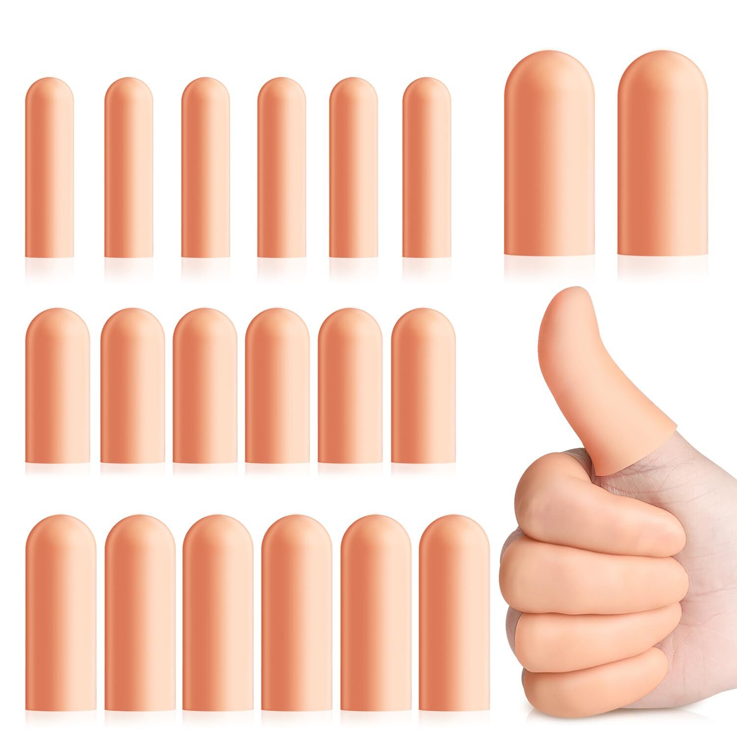 20 Pcs Gel Finger Protectors,Finger Caps Silicone Fingertips Protection,Reusable