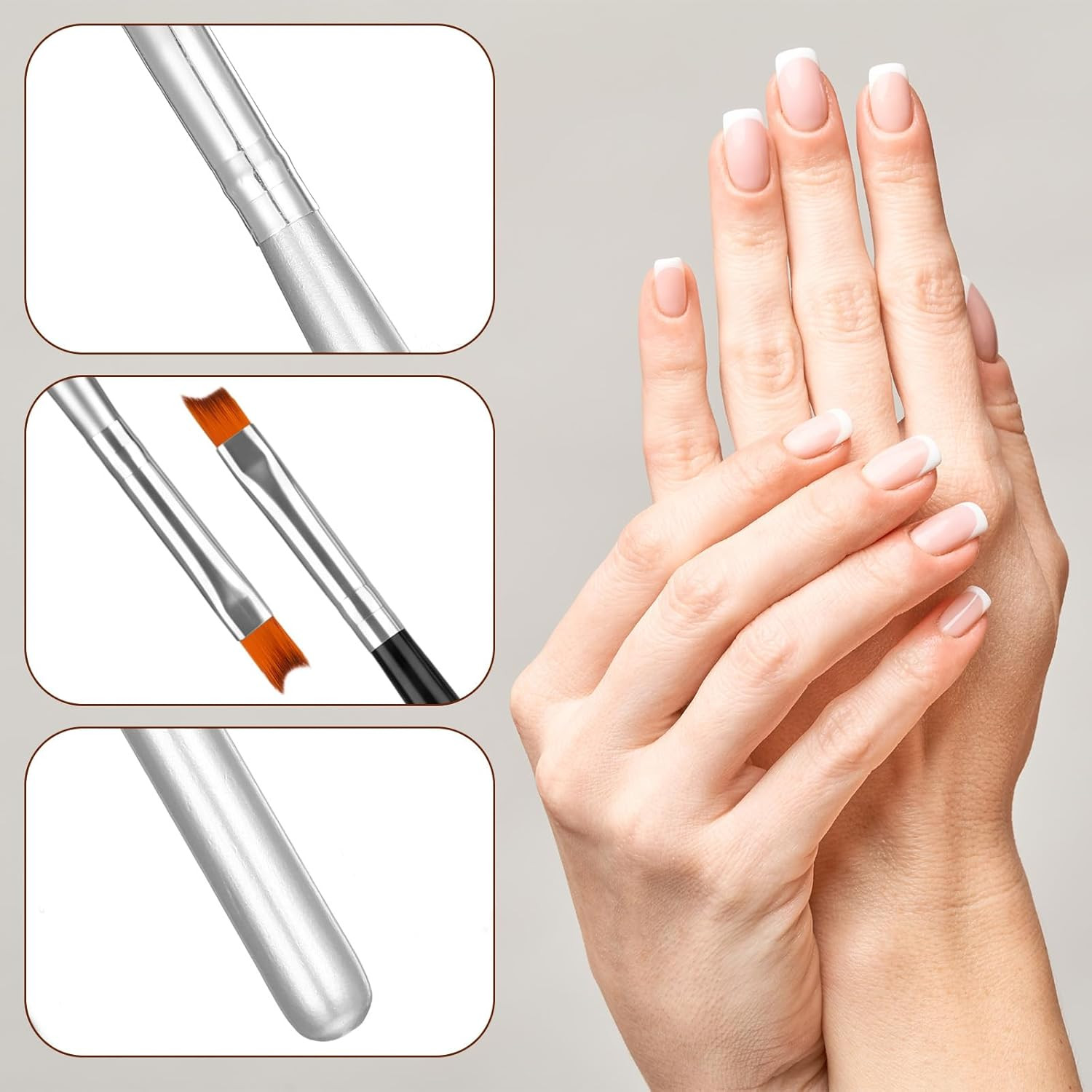 6 Pcs Ombre Nail Brush French Brush for Nails Half Moon Shape French Tip Nail Br