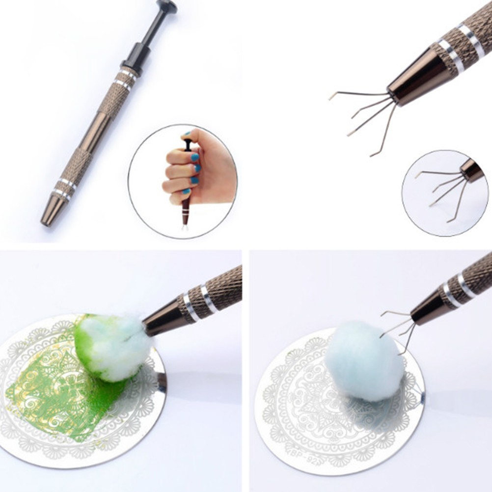 2Pcs Manicure Accessories Nail Cleaning Tool Reusable Silver Pens