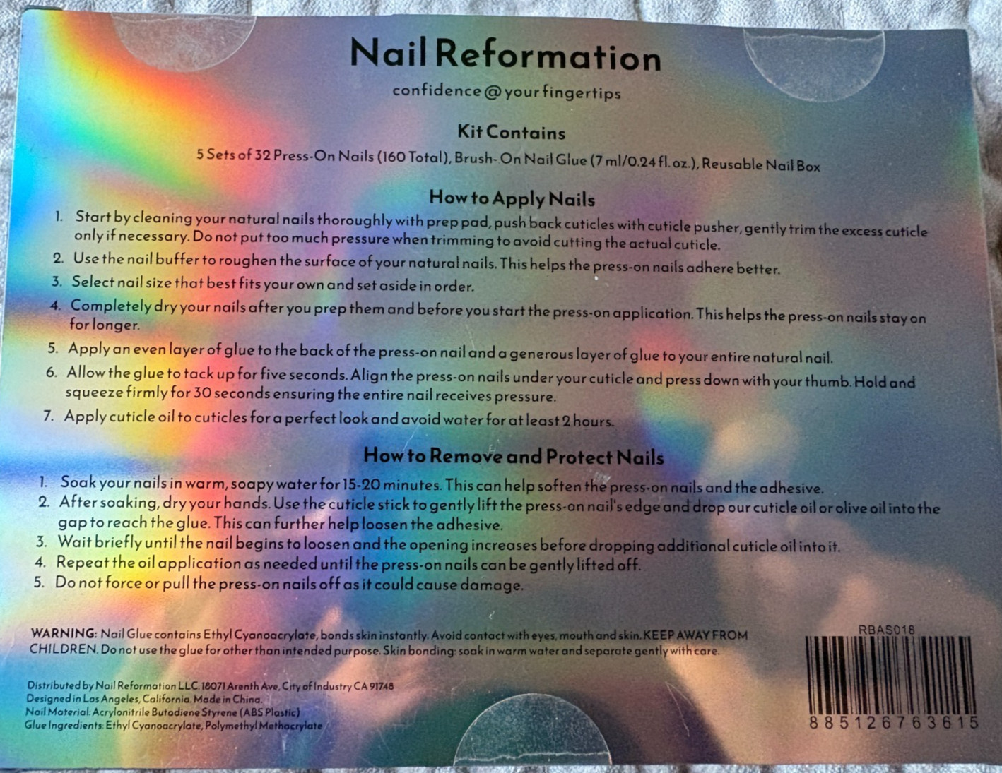 Nail Reformation Press On 160 Signature Nail Box Nude w/ Black and Silver Tips
