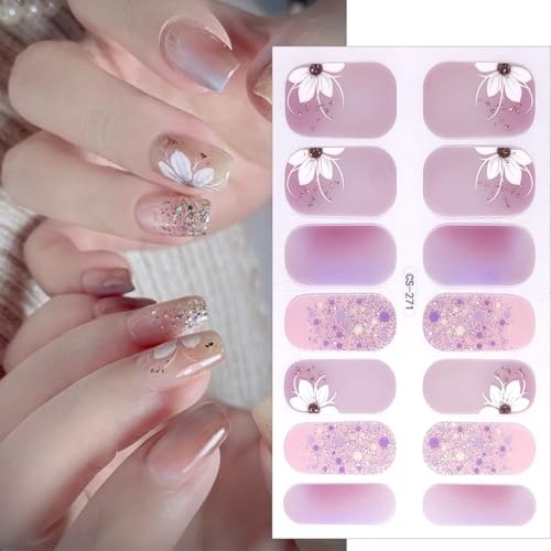 6 Sheet Spring Summer Nail Gel Stickers Self-Adhesive Flower Nail Stickers-5