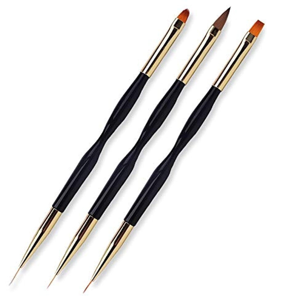 Nail Art Pen Ended Brush for Acrylic Painting Round Tip and Flat Liner