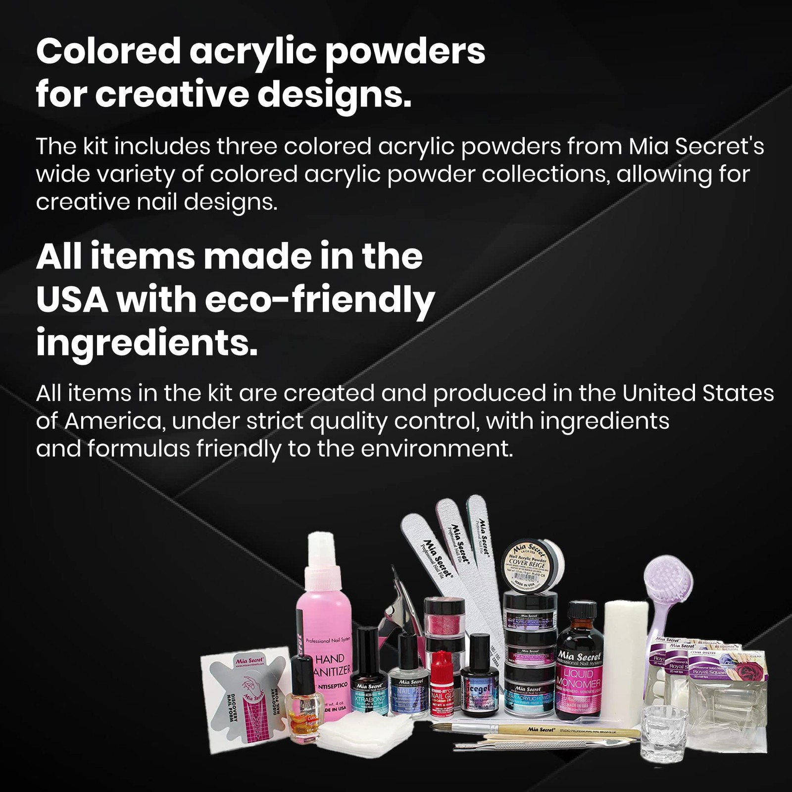 27 Piece Mia Secret Acrylic Nail Set With Monomer Pink White Clear Powders
