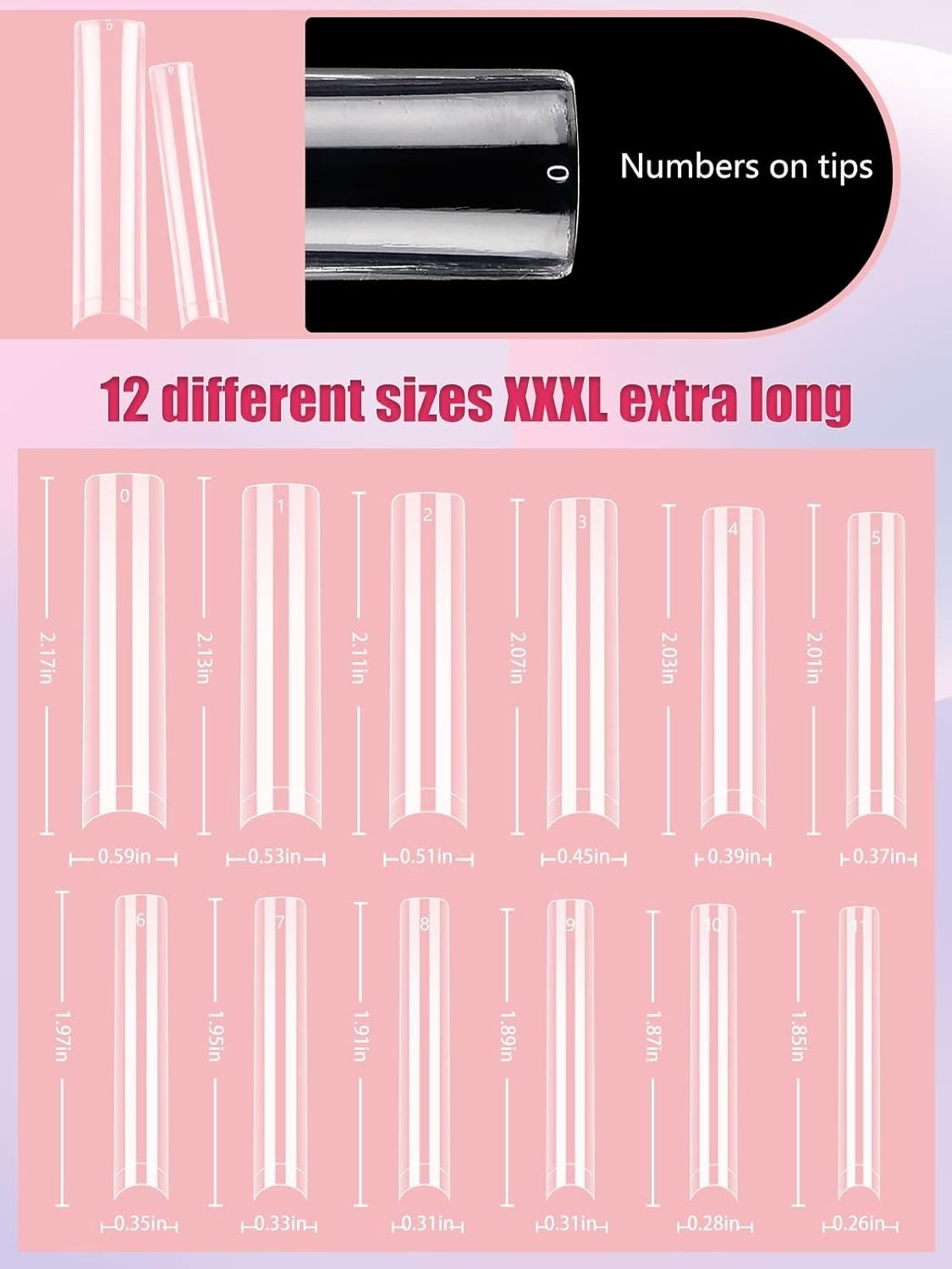 Puntas De Uñas Acrílicas Tipo Cuadrado, Largas Y Transparentes, Extra Largas NEW