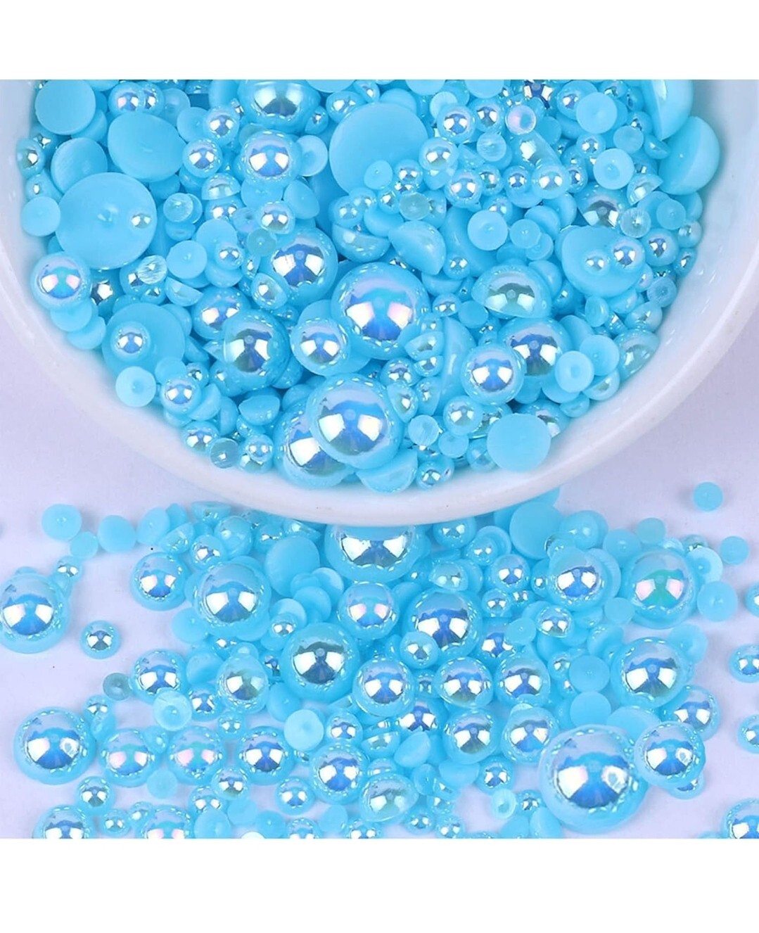 2000pcs Lake Blue Pearl Beads Rhinestones for Nail Art Design DIY Crafts Jewelry