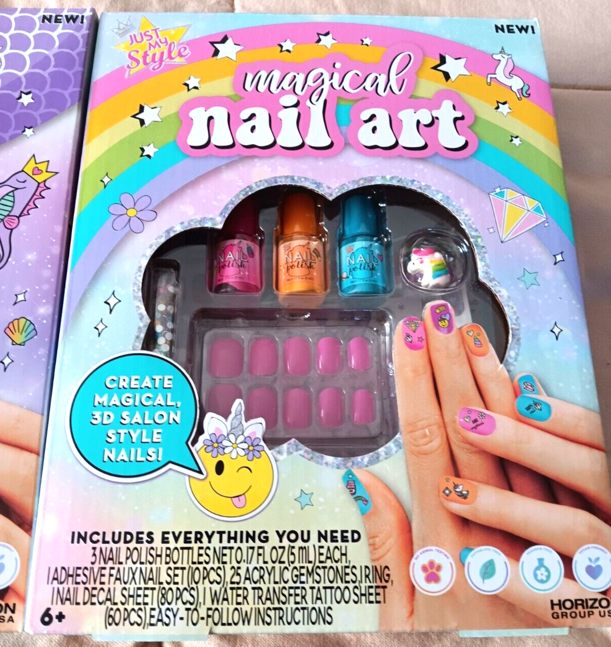 Mermaid Nail Art Lot Salon Style Faux Nails Ring Polish Gemstones Decals Tattoo