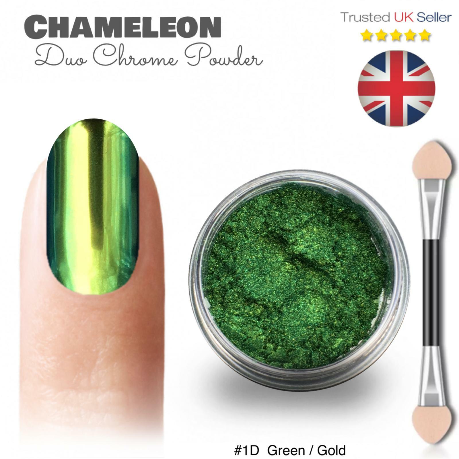 Chameleon Nail Powder Colours Shift Ultra Multi Duo Chrome Pigment Shiny Green D