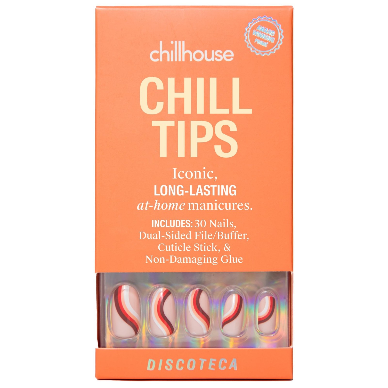 Chillhouse – Chill Tips, Press on Nails Kit – Discoteca (Oval) – 30 Nail Shap…