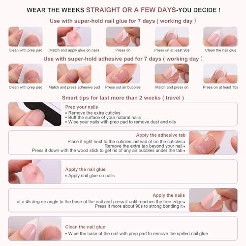 Blue French Tip Press on Nails – Long Square Fake Nails – Gold Gradient Style A5