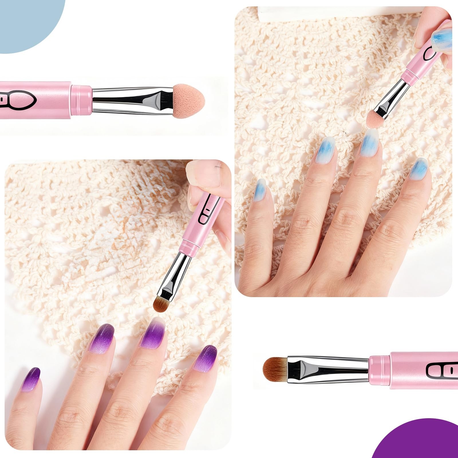 Pink Multi-Tasker 4-in-1 Travel Nail Brushes For Nails Art And Make Up, Acryl…