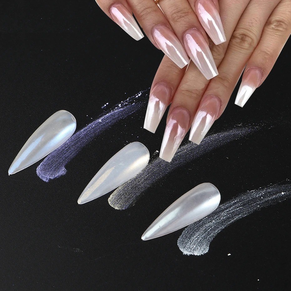 Chrome Powder for Nails – Moonlight Pearl White Glitter Decoration