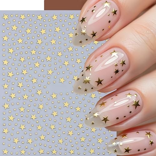 10 Sheets Star Nail Stickers 3D Self-Adhesive Shiny Stars Glitters Nail Style01