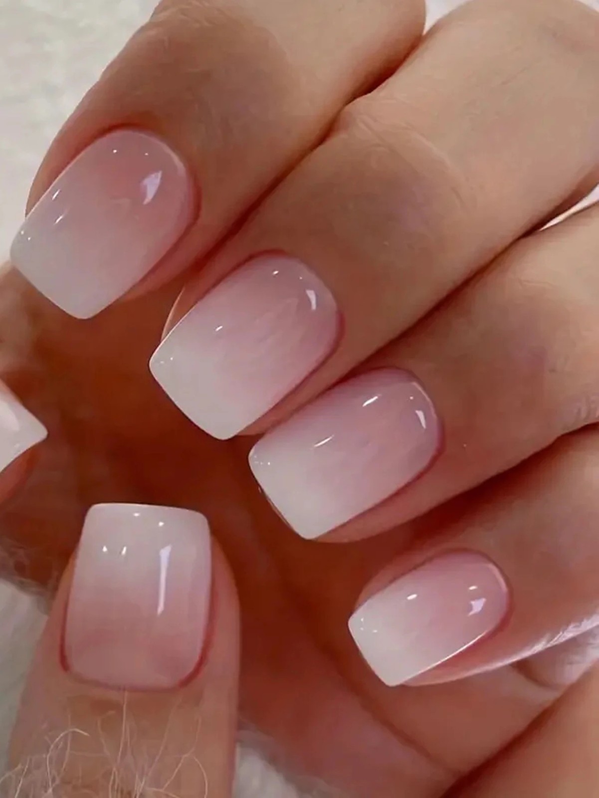 24pcs Glossy Pink Press-On Nails – Medium Square Full Cover Fake Nails