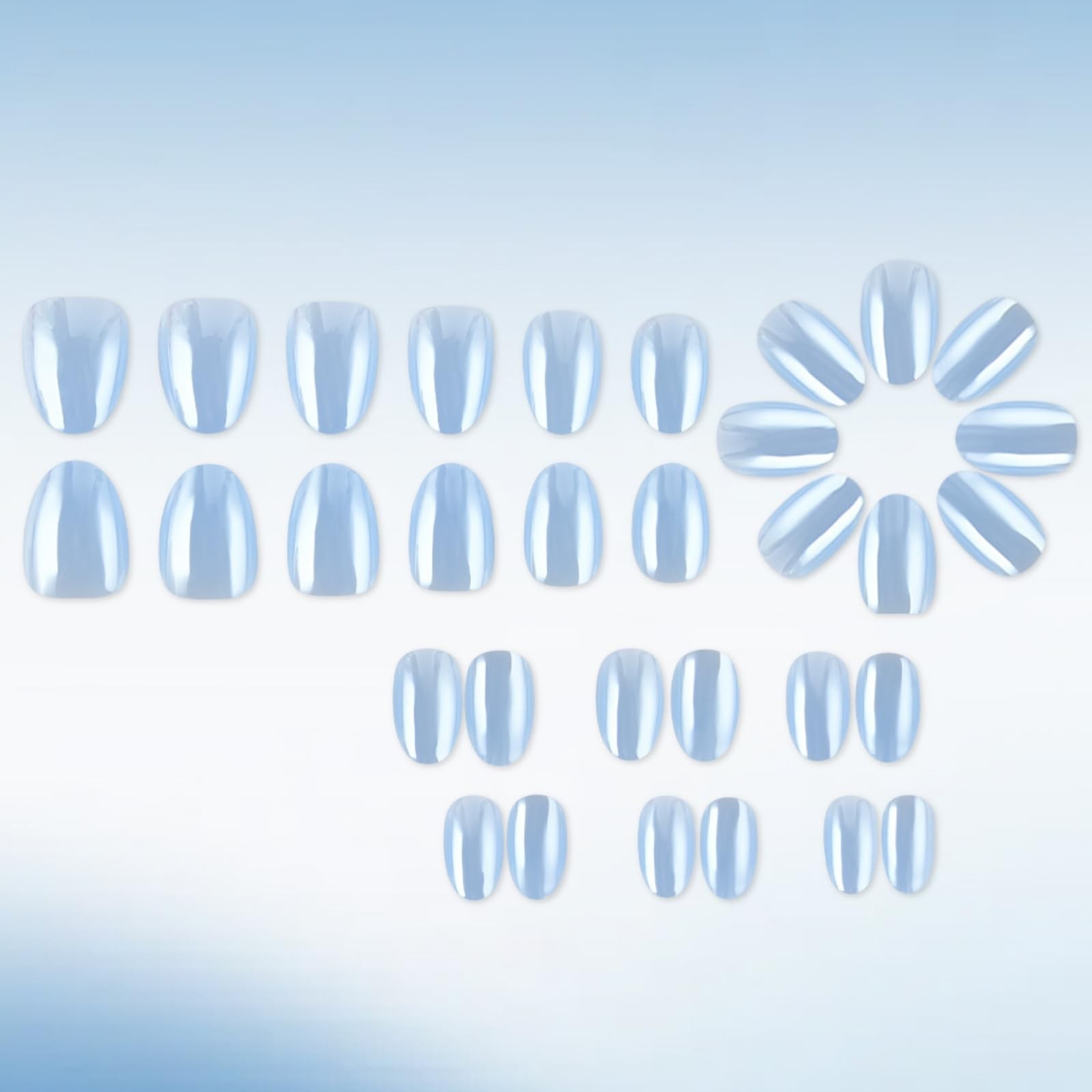 KASOICRA Blue Almond Press On Nails Short