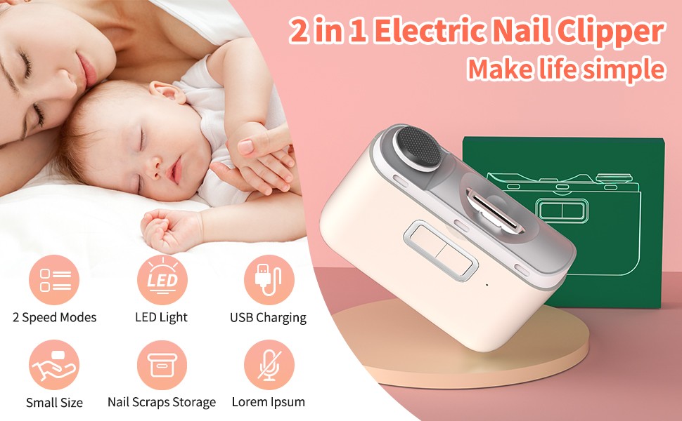 3-in-1 Electric Nail Trimmer for Thin Nails (Up to 1.4mm) – USB Rechargeable