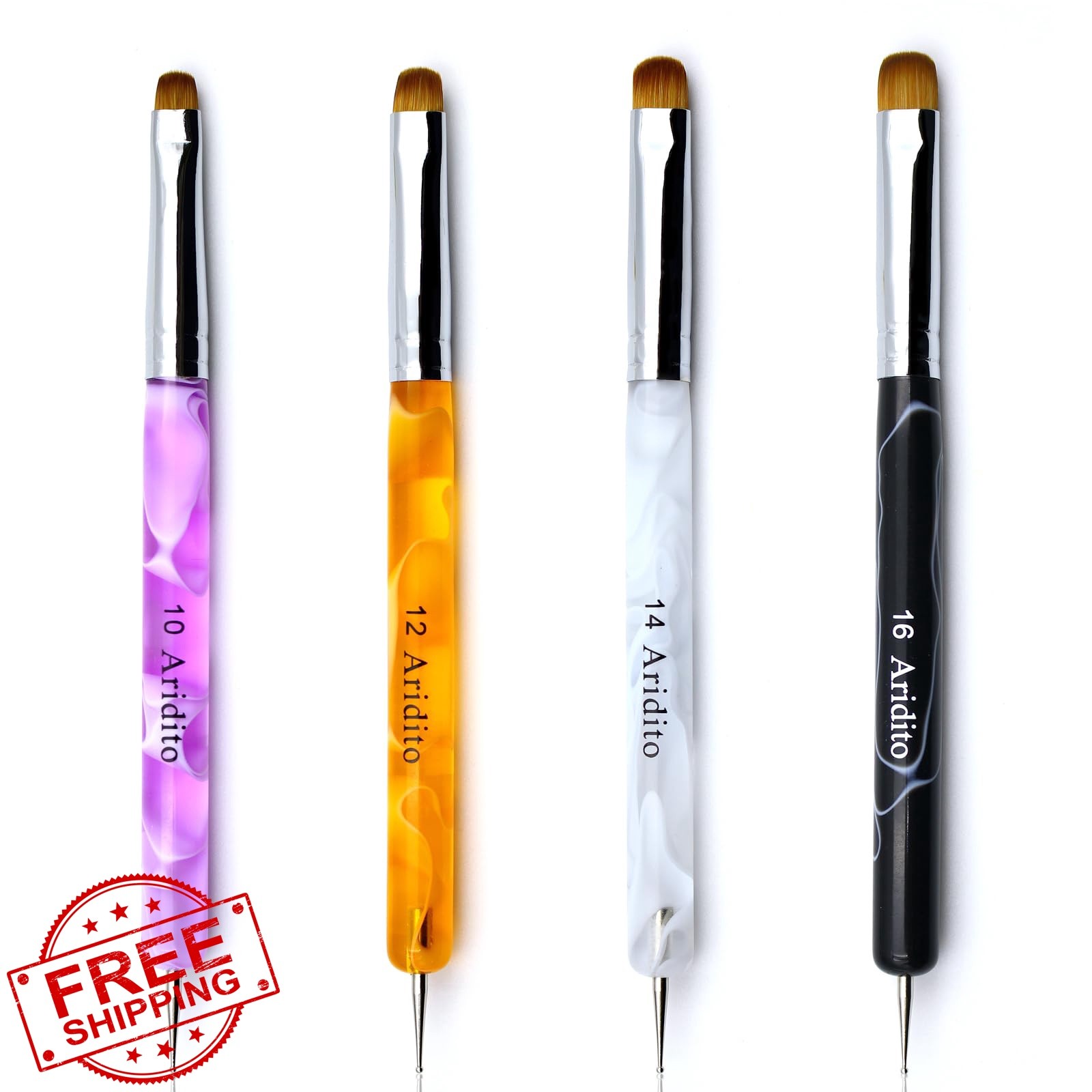 Aridito 4pc Nail Art Brush Dotting Tool Colorful