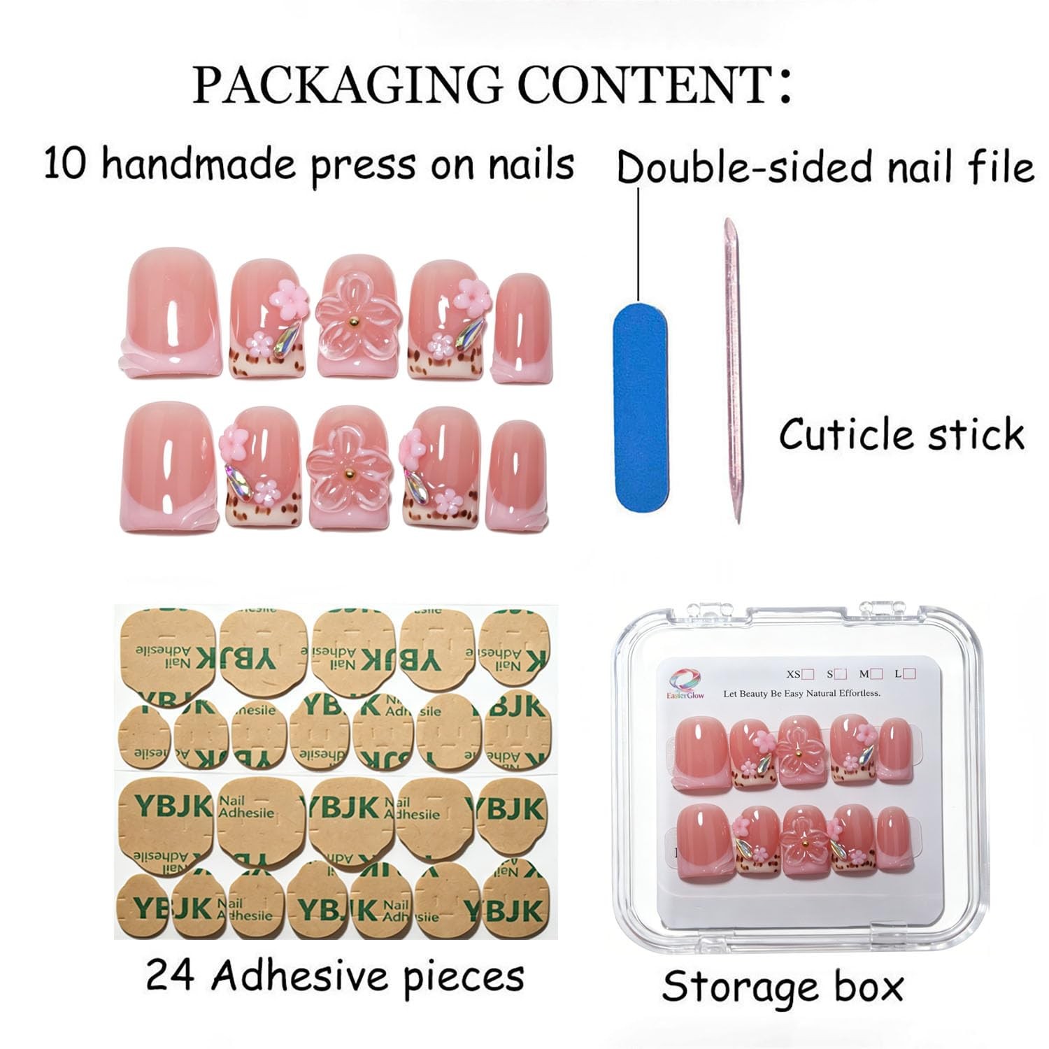 Handmade Short Square French Press On Nails,ReusableandSalon Quality(Y229,M) …