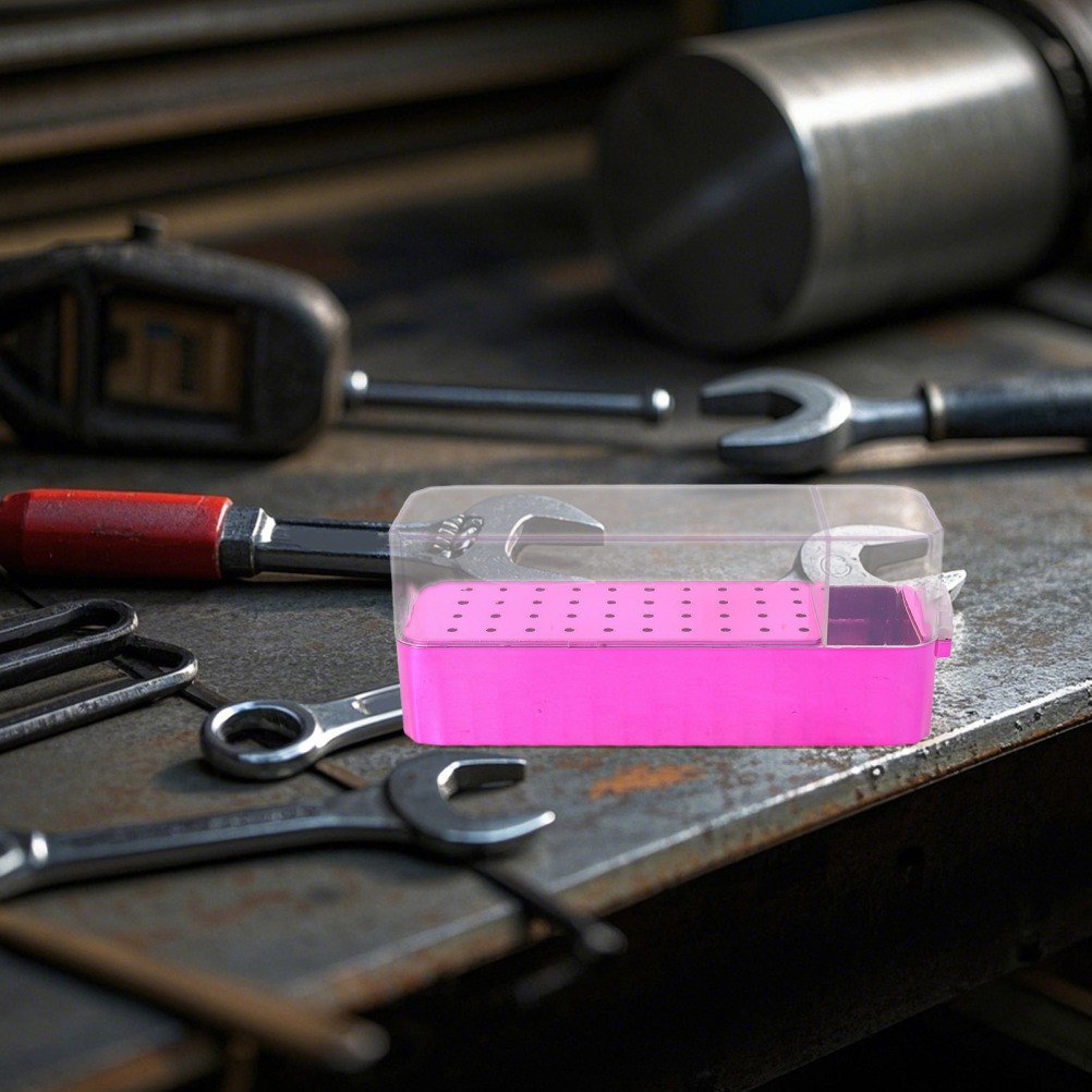 Rosy Clear Drill Bit Holder Case with Dust Cover for Precise Tool Bit Storage