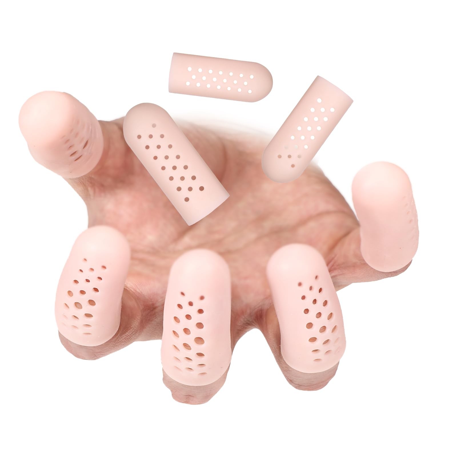12Pcs Gel Finger Cots w/ Air Holes Silicone Finger Protectors Finger Tips Covers