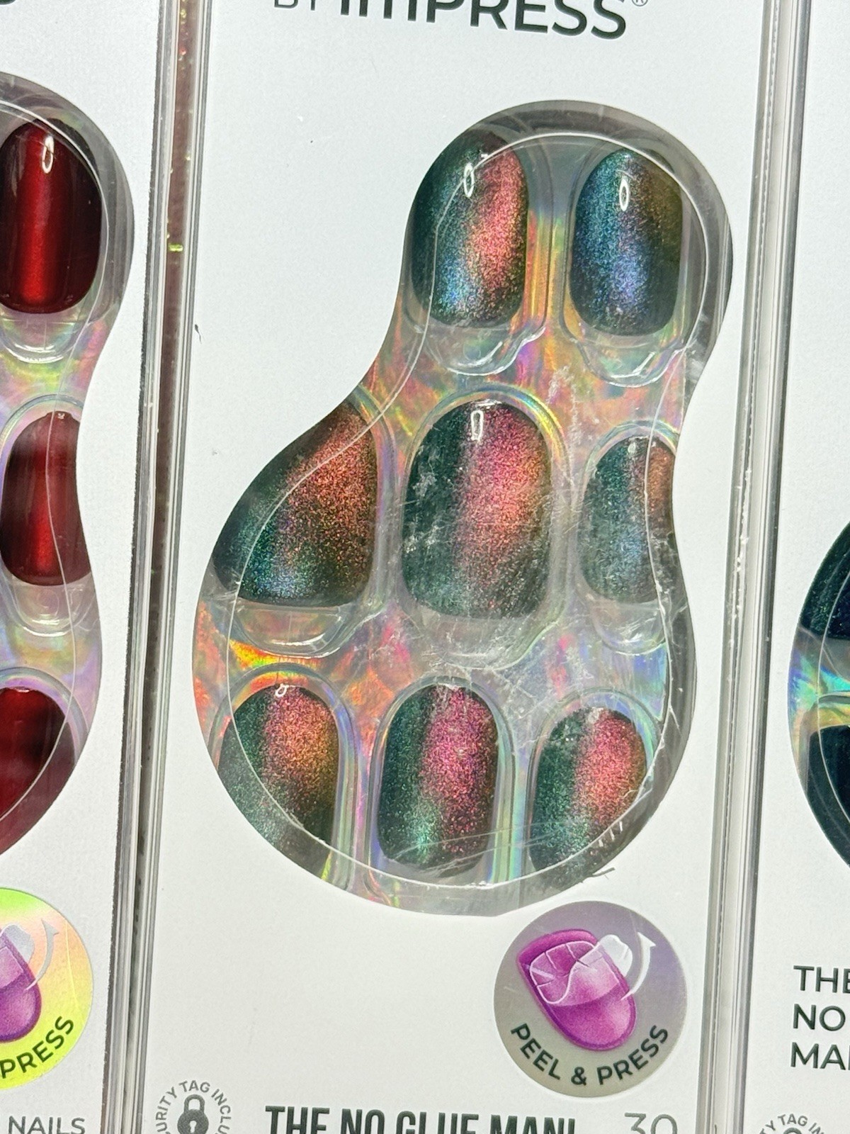 Kiss imPRESS ColorFX No Glue Press-On Manicure Nails Short Jewel Tone Bundle 3pk