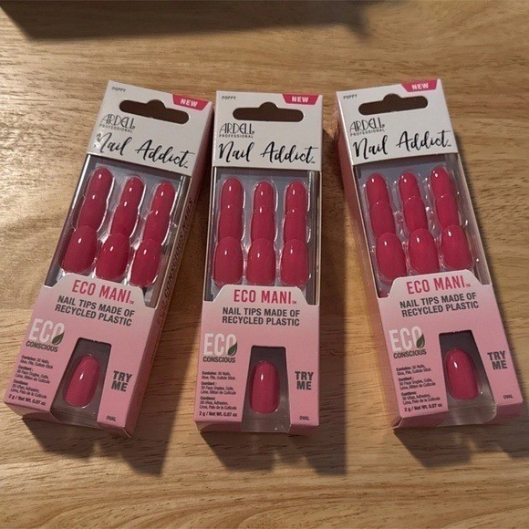 Ardell Nail Addict Eco Mani Nail Tips Poppy Pink Oval 30 Count 3 Pack 58636