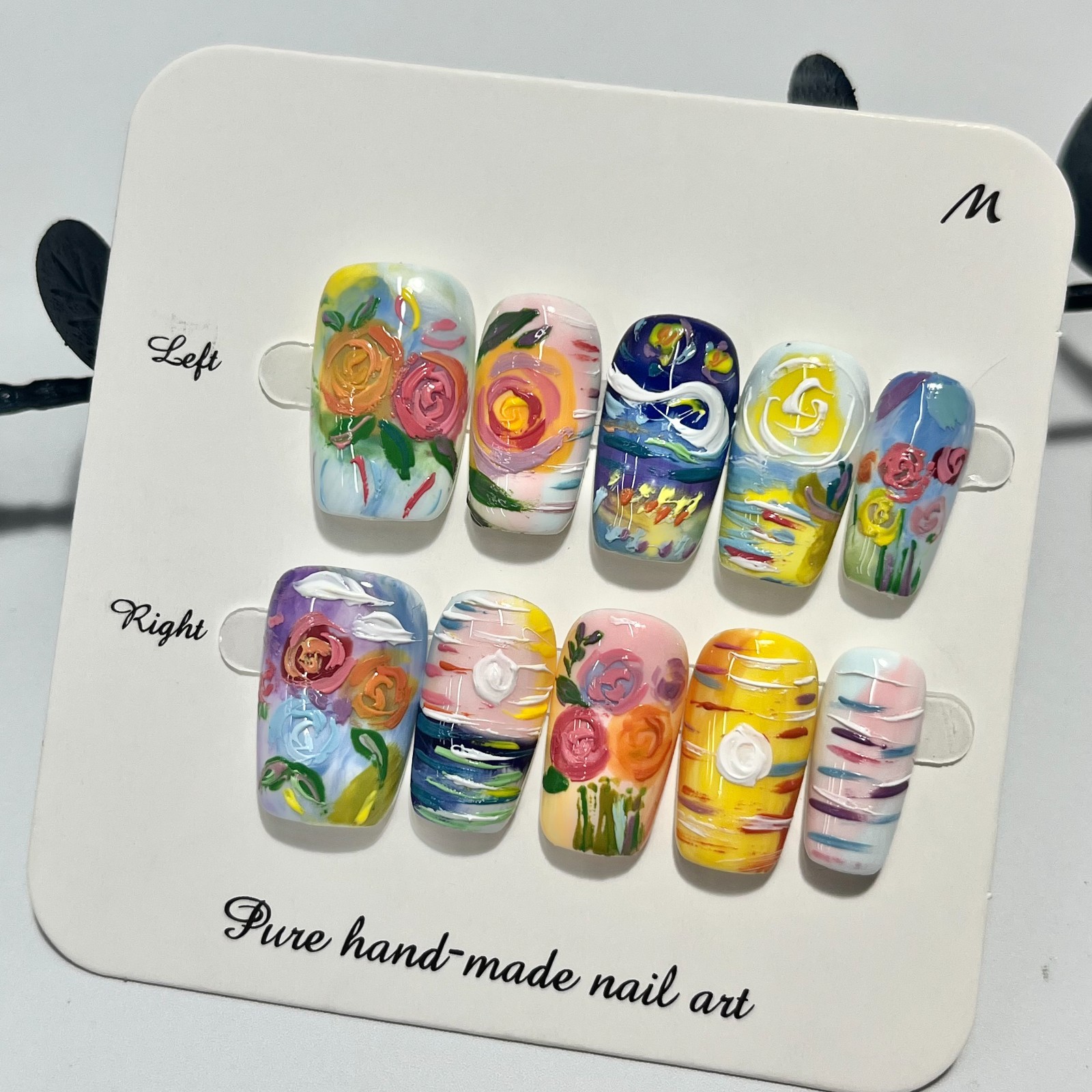 Abstract Oil Painting Van Gogh Inspired Handmade Press On Nails