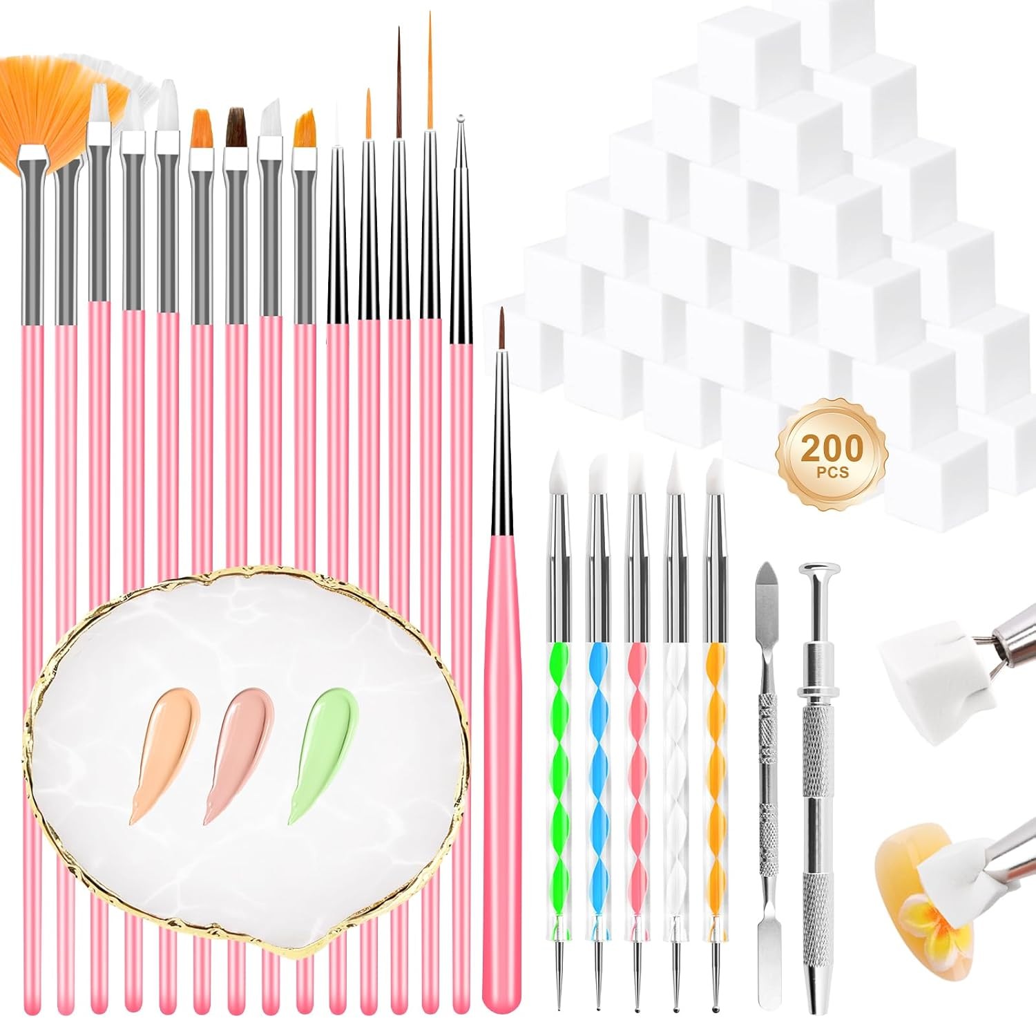 Nail Spons for Ombre with Nail Art Palette, Grabbing Pen & Spatula