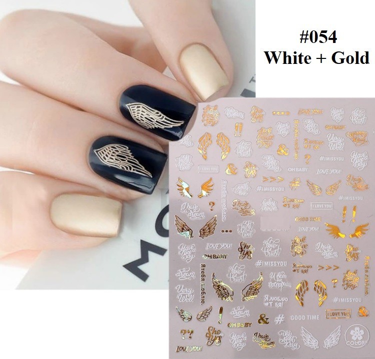 White, Black, Gold, Red Abstract Nail Art Stickers (Group 2)